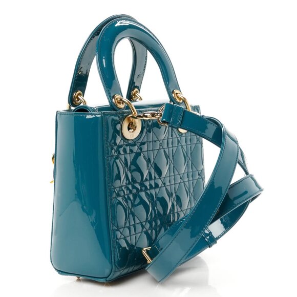Christian Dior Patent Cannage Small Lady Dior Turquoise - Picture 2 of 9